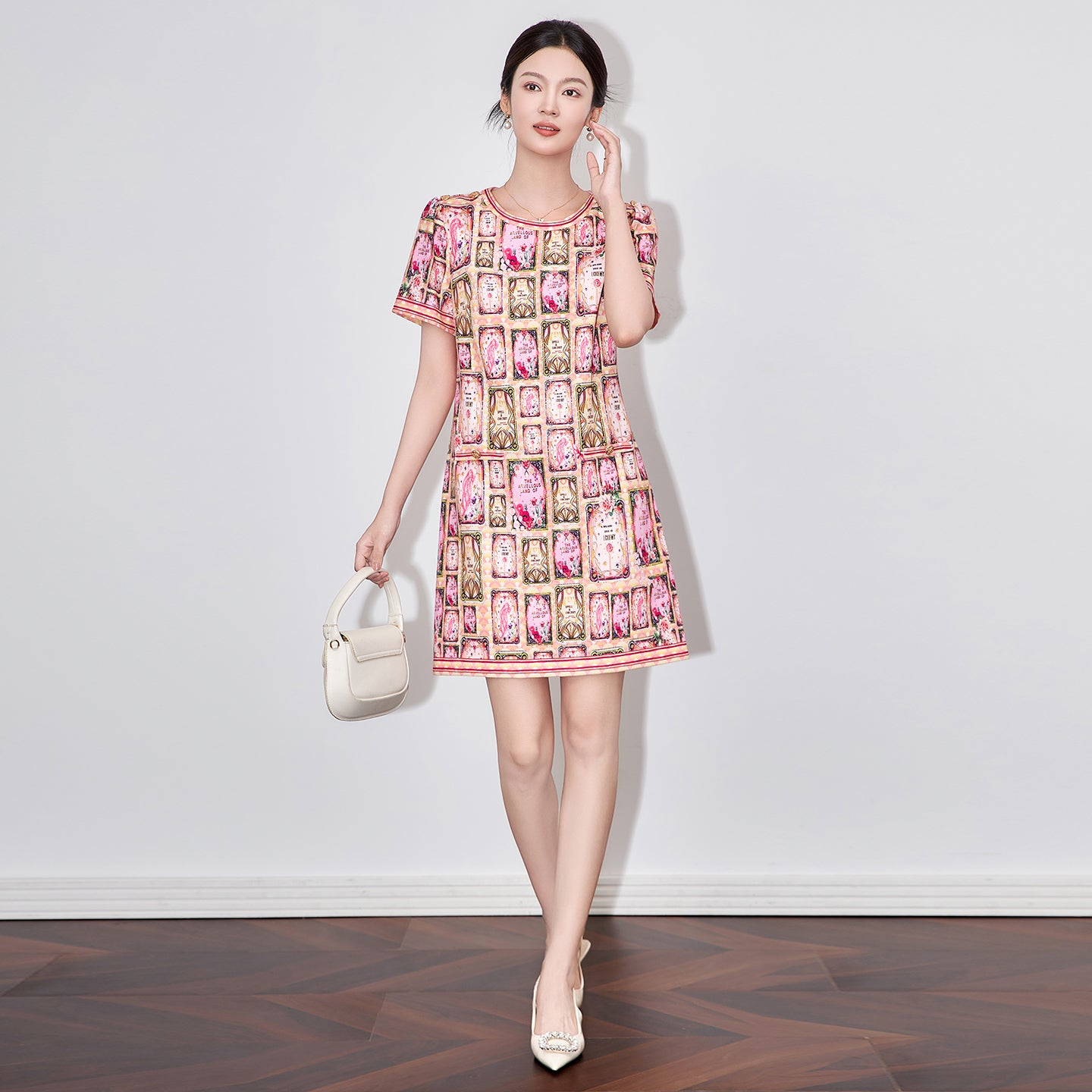 25ss Elegant and stylish printed slimming dress for socialite