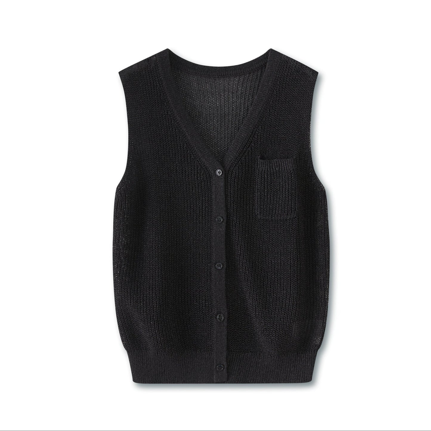 25ss V-neck single-pocket sleeveless knitted vest