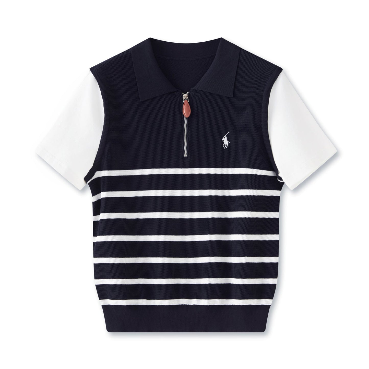 25ss Ice silk yarn striped patchwork knitted T-shirt