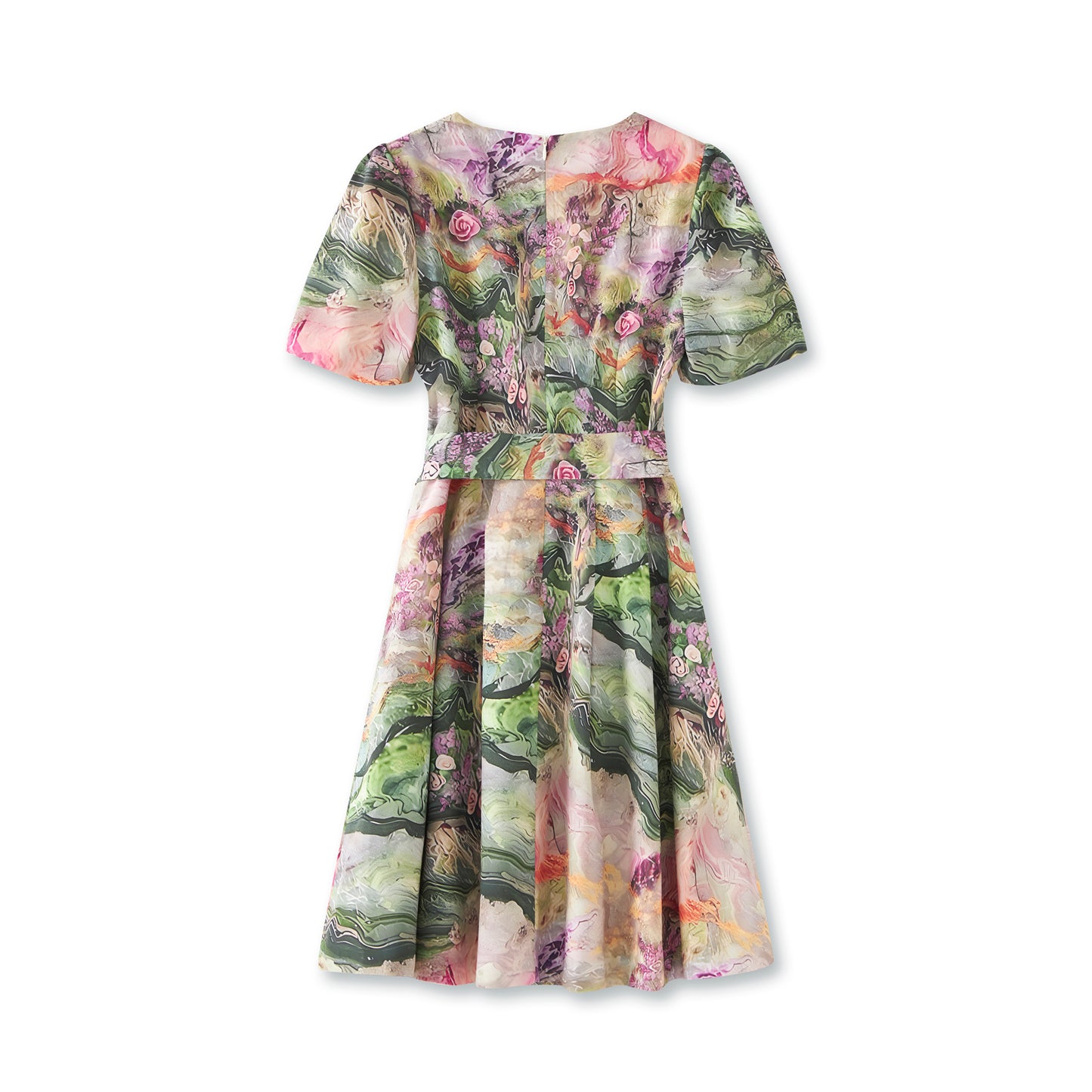 25ss Youthful printed cinched-waist dress