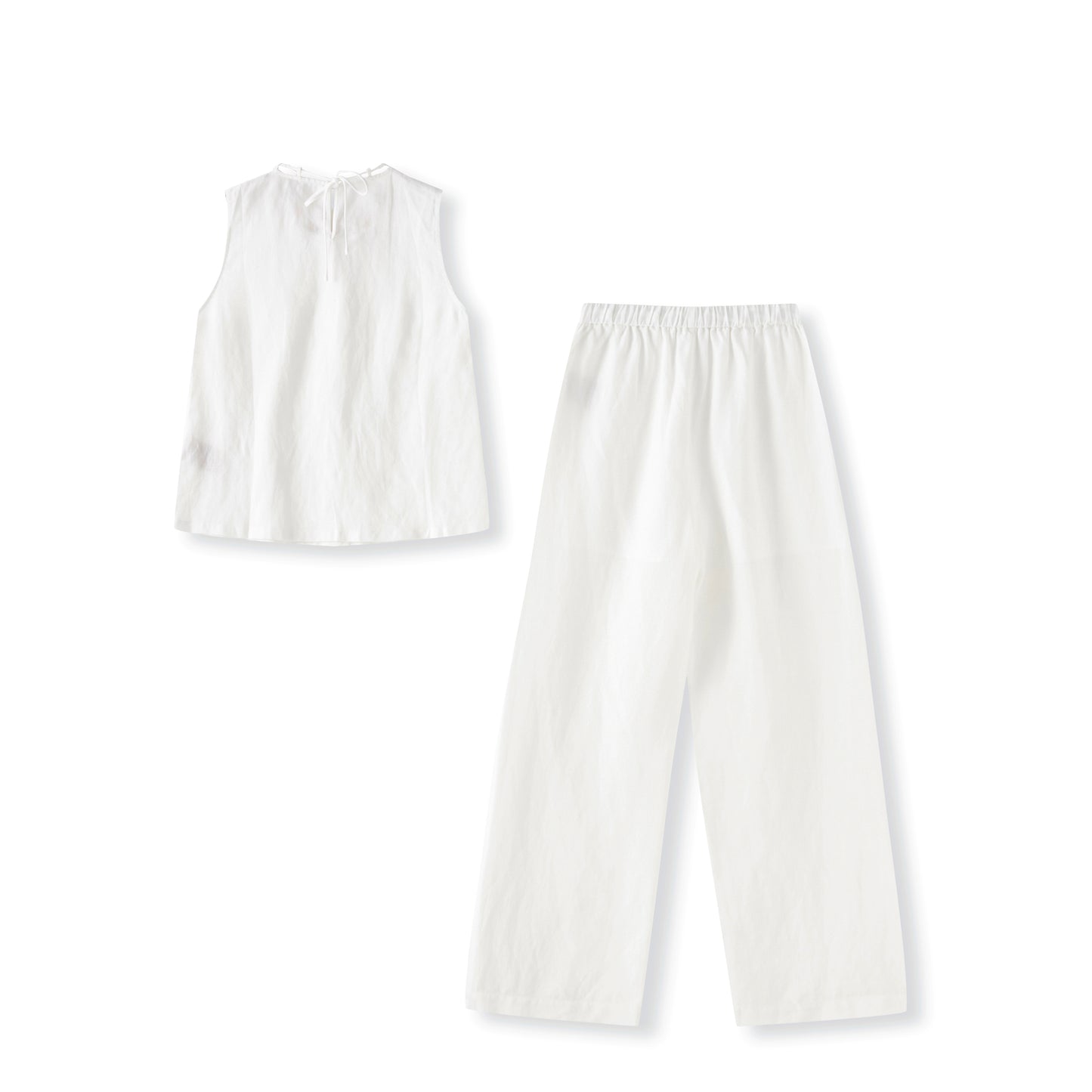 25ss Old Qian style luxurious linen vest wide-leg pants set