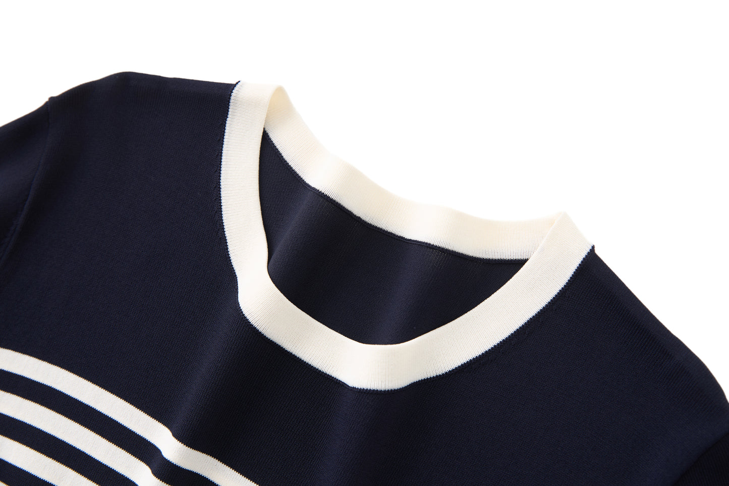 25ss Fashionable Tencel simple striped knitted T-shirt