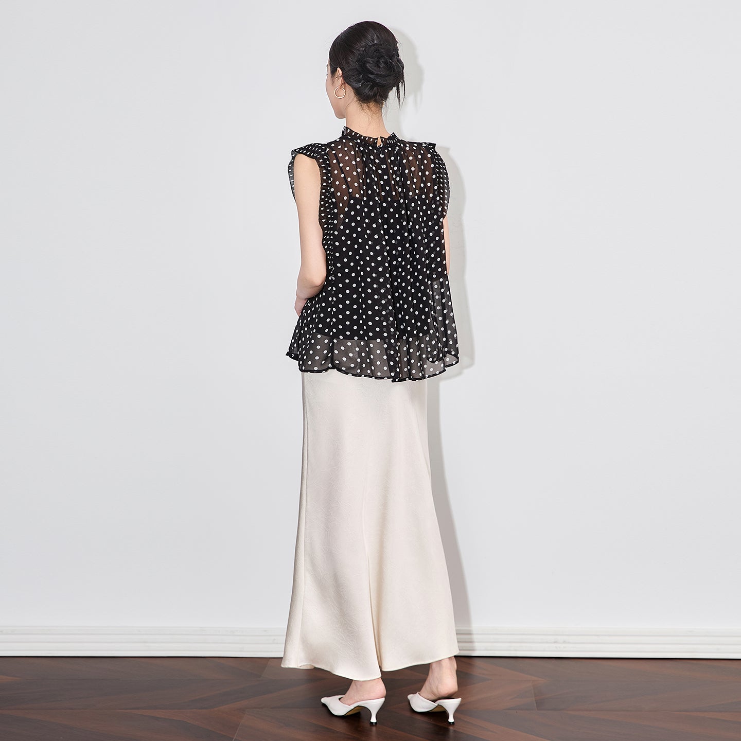 25ss French polka dot loose sleeveless top