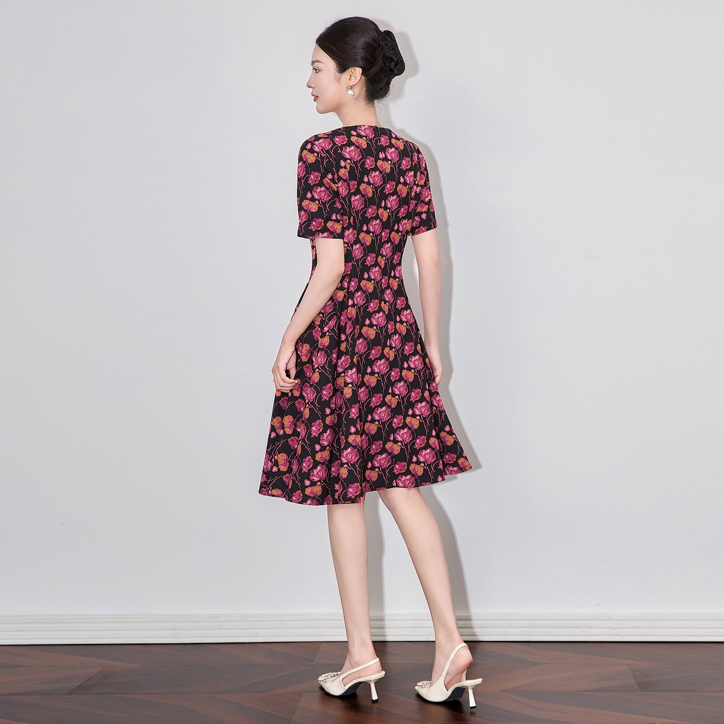 25ss French retro printed dress