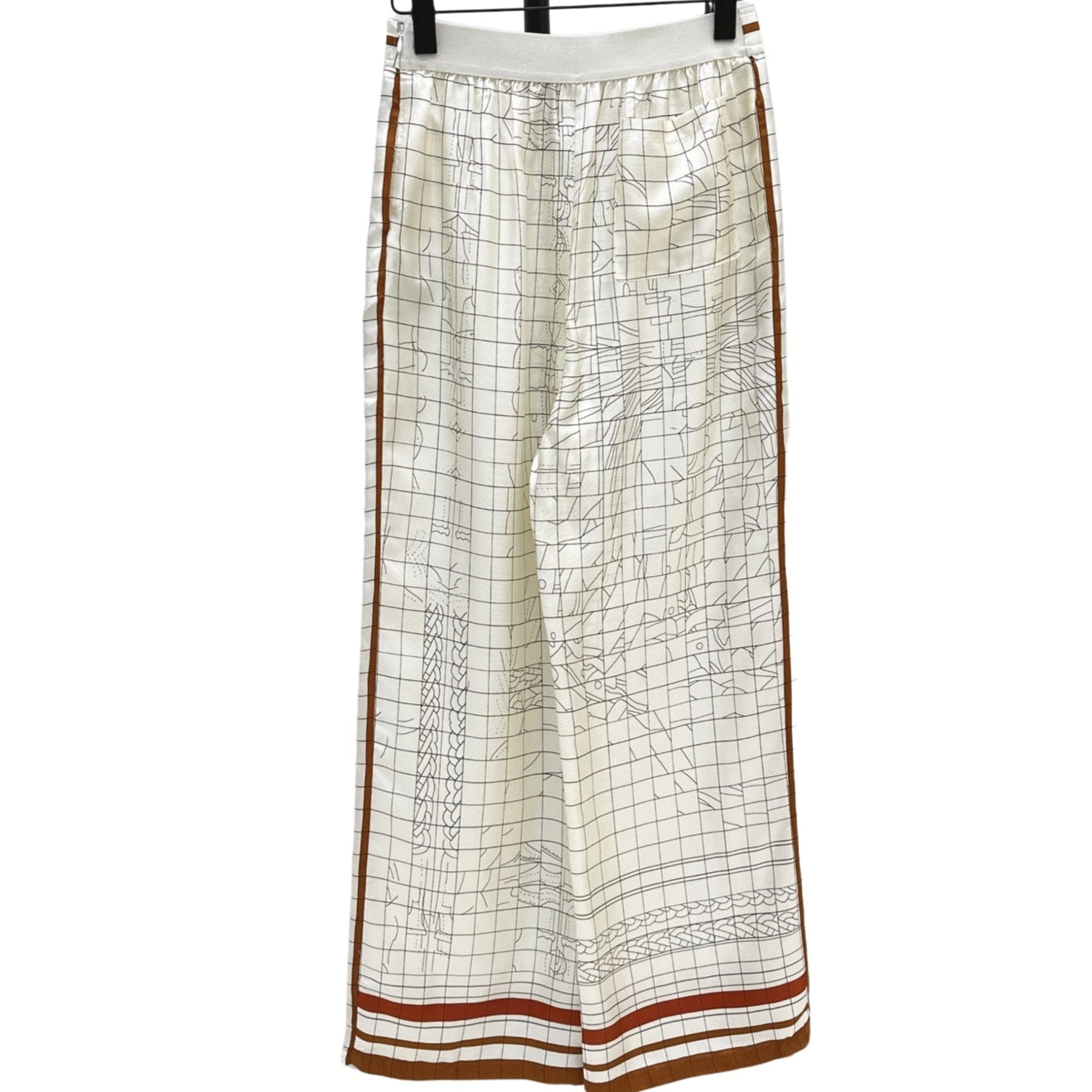 H 25ss New printed silk wide-leg straight pants