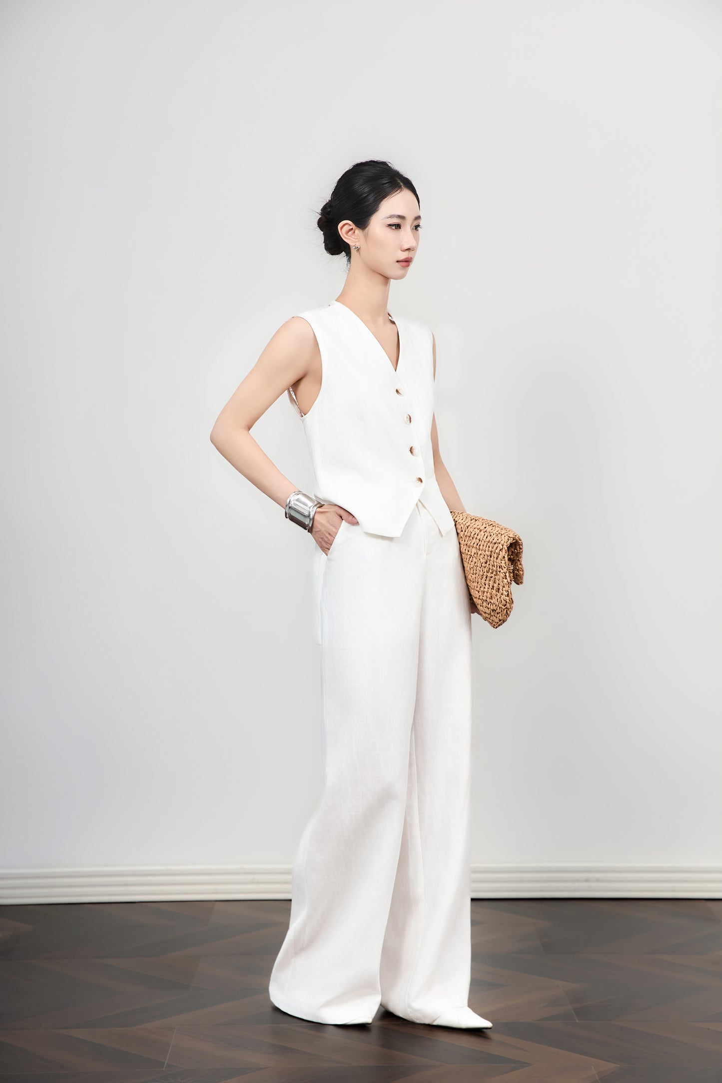 25ss Waistcoat and wide-leg pants set