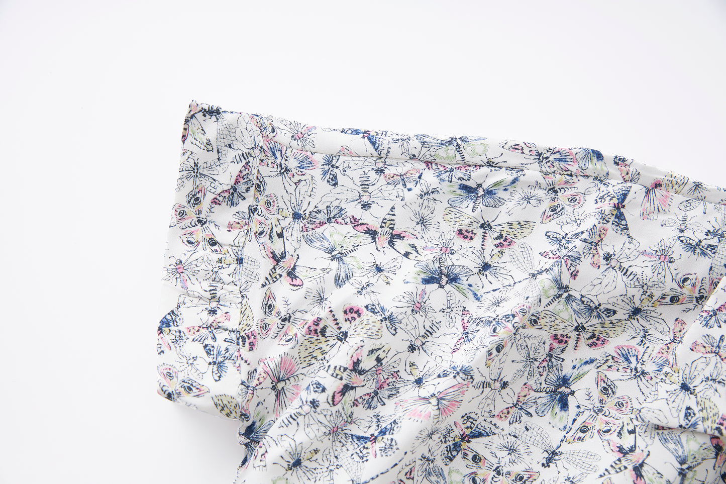 25ss Butterfly printed short-sleeved cinched-waist dress