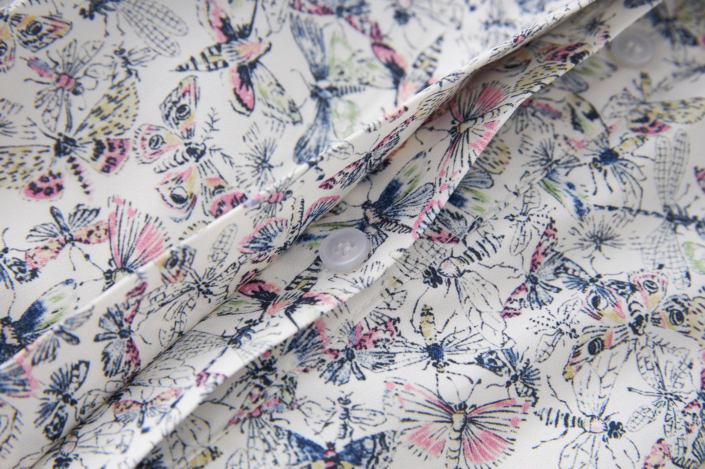 25ss Butterfly printed short-sleeved cinched-waist dress