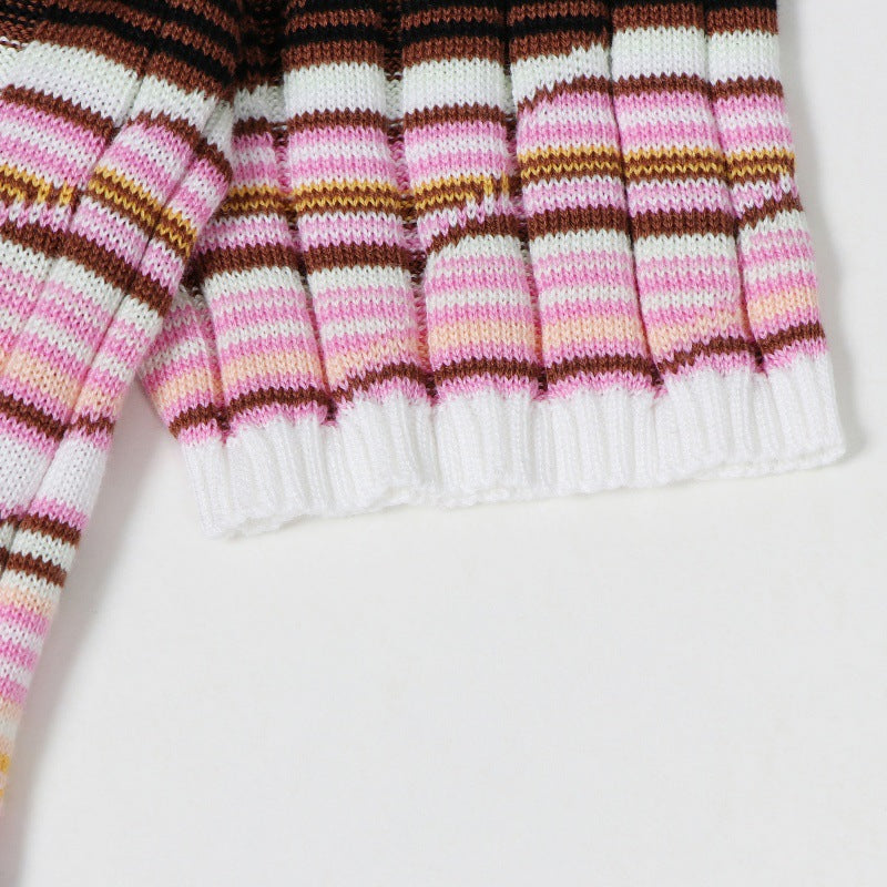 25ss Spring and summer silk cotton striped knitted sweater
