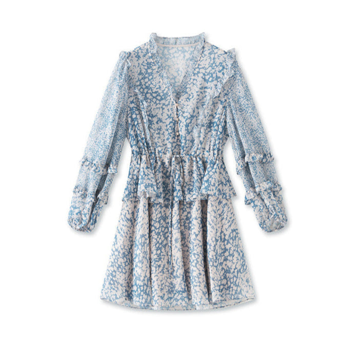 25ss Chiffon waist-cinching and youthful niche dress