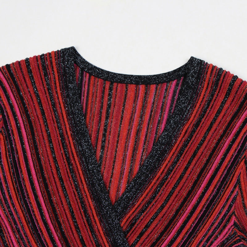 25ss V-neck long-sleeved knitted dress for autumn and winter