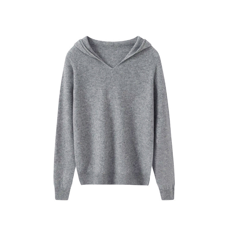 25ss Cashmere brushed hooded knitted sweater for autumn and winter