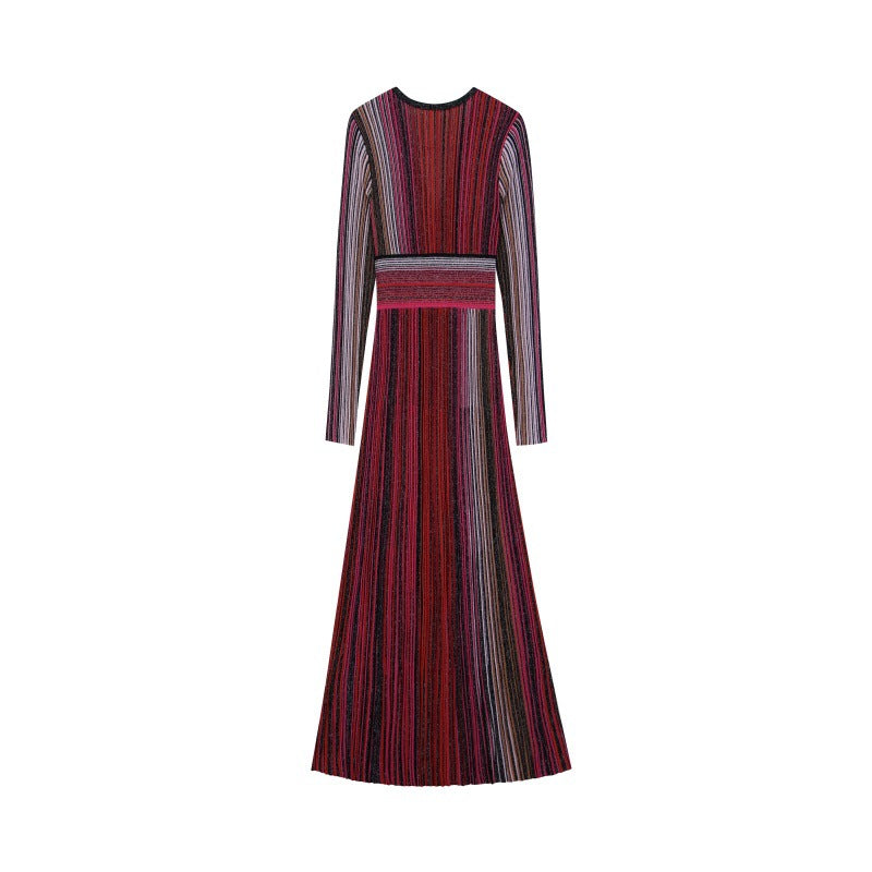 25ss V-neck long-sleeved knitted dress for autumn and winter