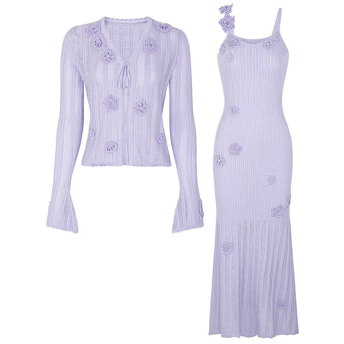 25ss Spring and Autumn Fashion knitted halter dress set