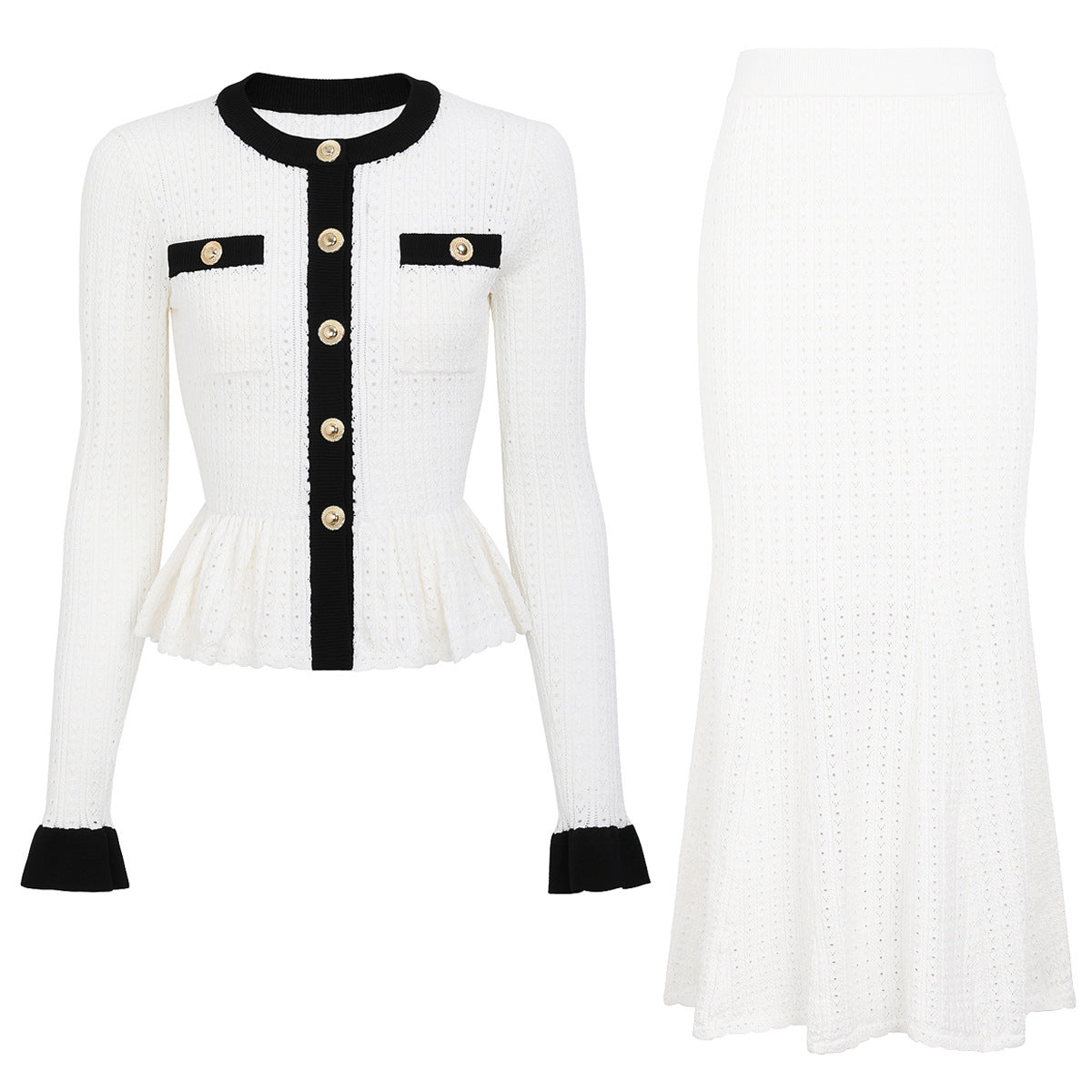 25ss Spring and Autumn knitted cardigan skirt set