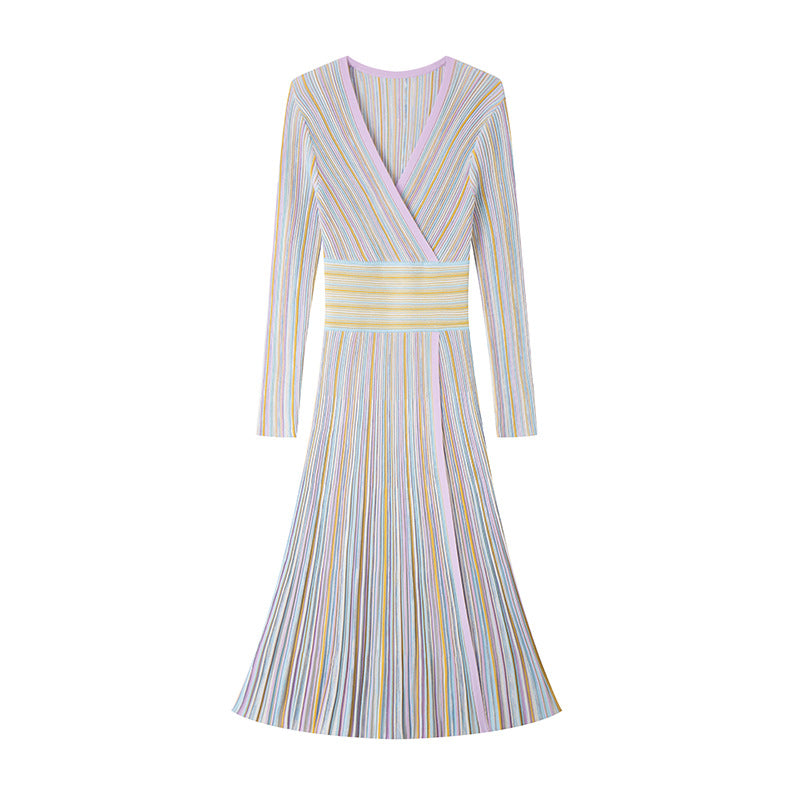 25ss Spring and Autumn long-sleeved cinched waist dress