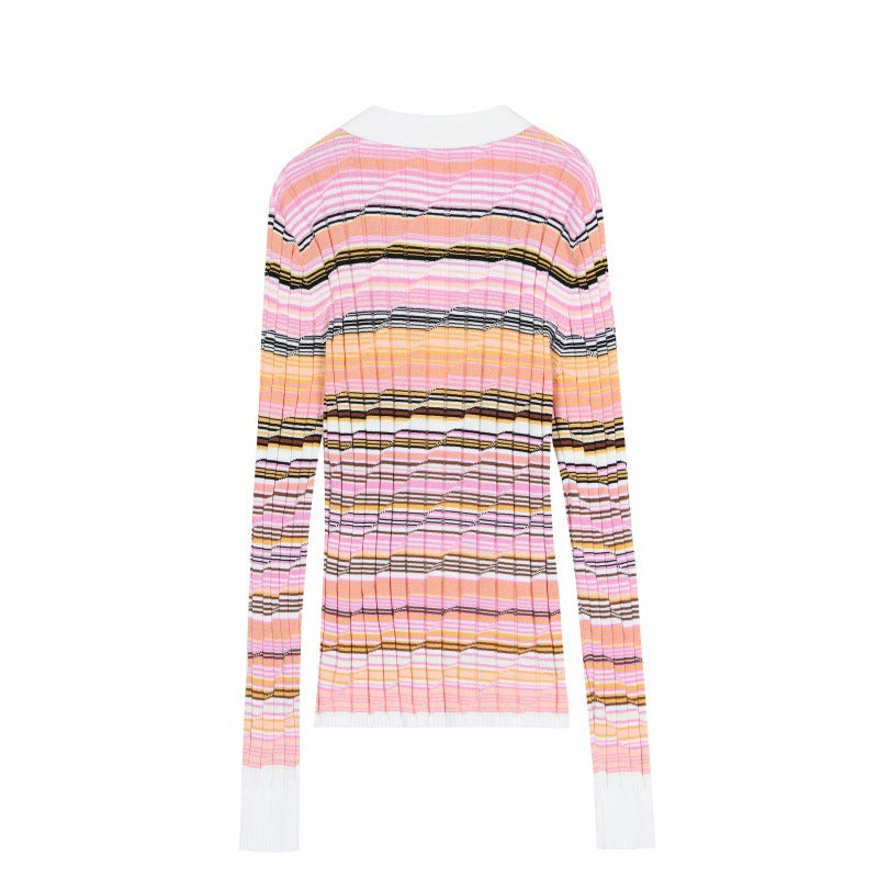 25ss Spring and Autumn polo collar Tencel cotton knitted sweater