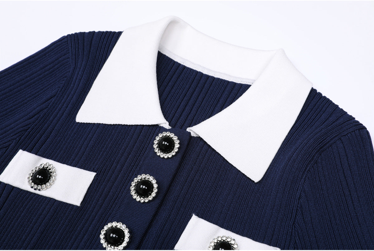 25ss Summer short-sleeved ladylike knitted short skirt