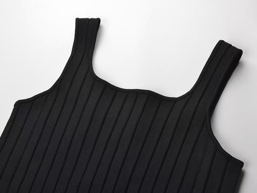 25ss French intellectual halter knitted long dress