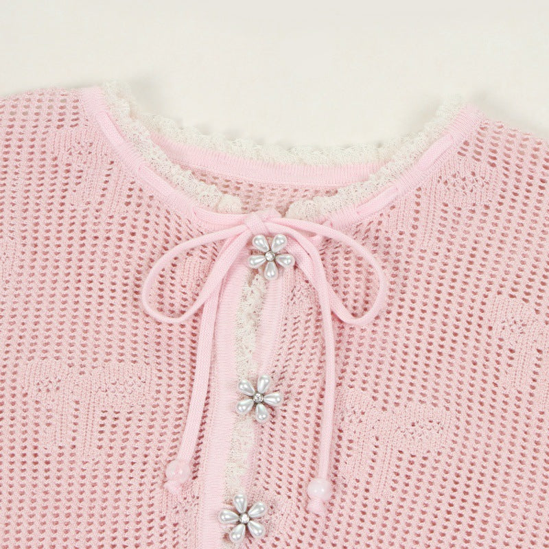 25ss Elegant cut-out knitted dress