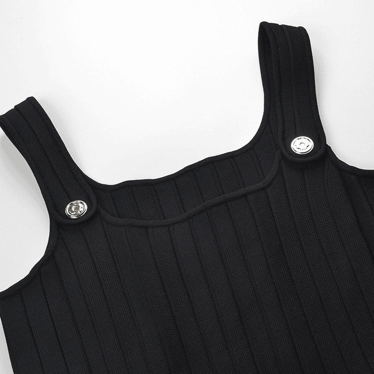25ss French intellectual halter knitted long dress