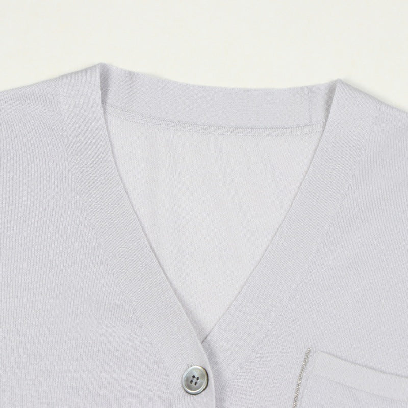 25ss Elegant Tencel wool knitted cardigan for autumn and winter