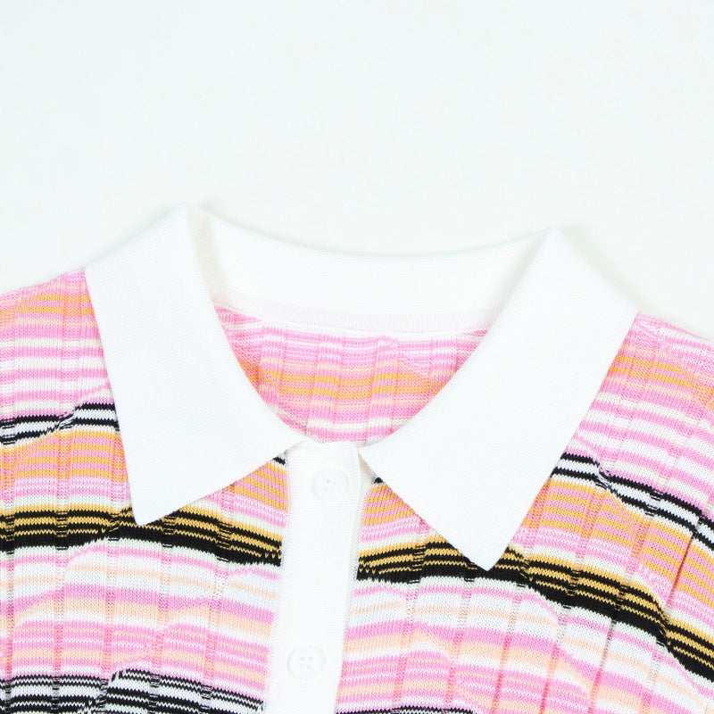 25ss Spring and Autumn polo collar Tencel cotton knitted sweater