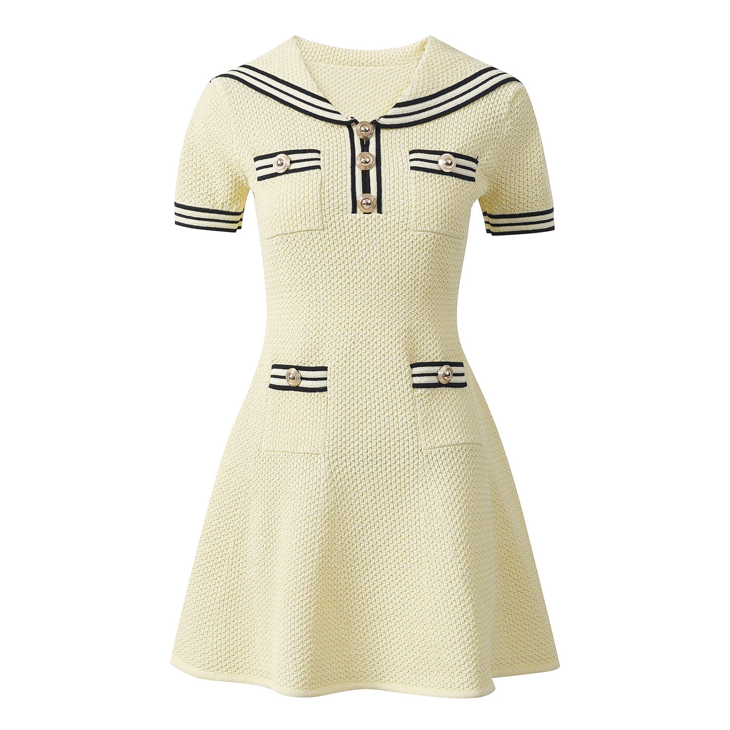 French-style, niche and youthful school-style knitted dress