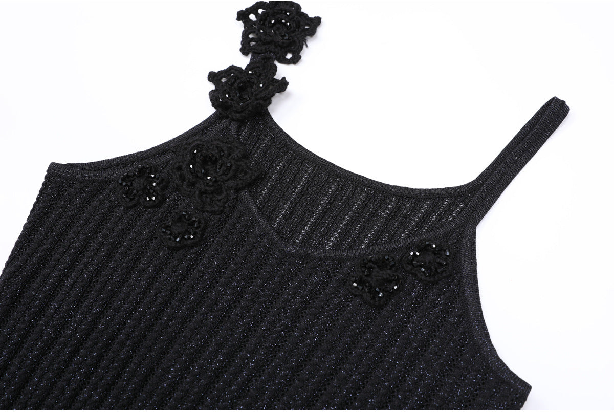 25ss Spring and Autumn Fashion knitted halter dress set
