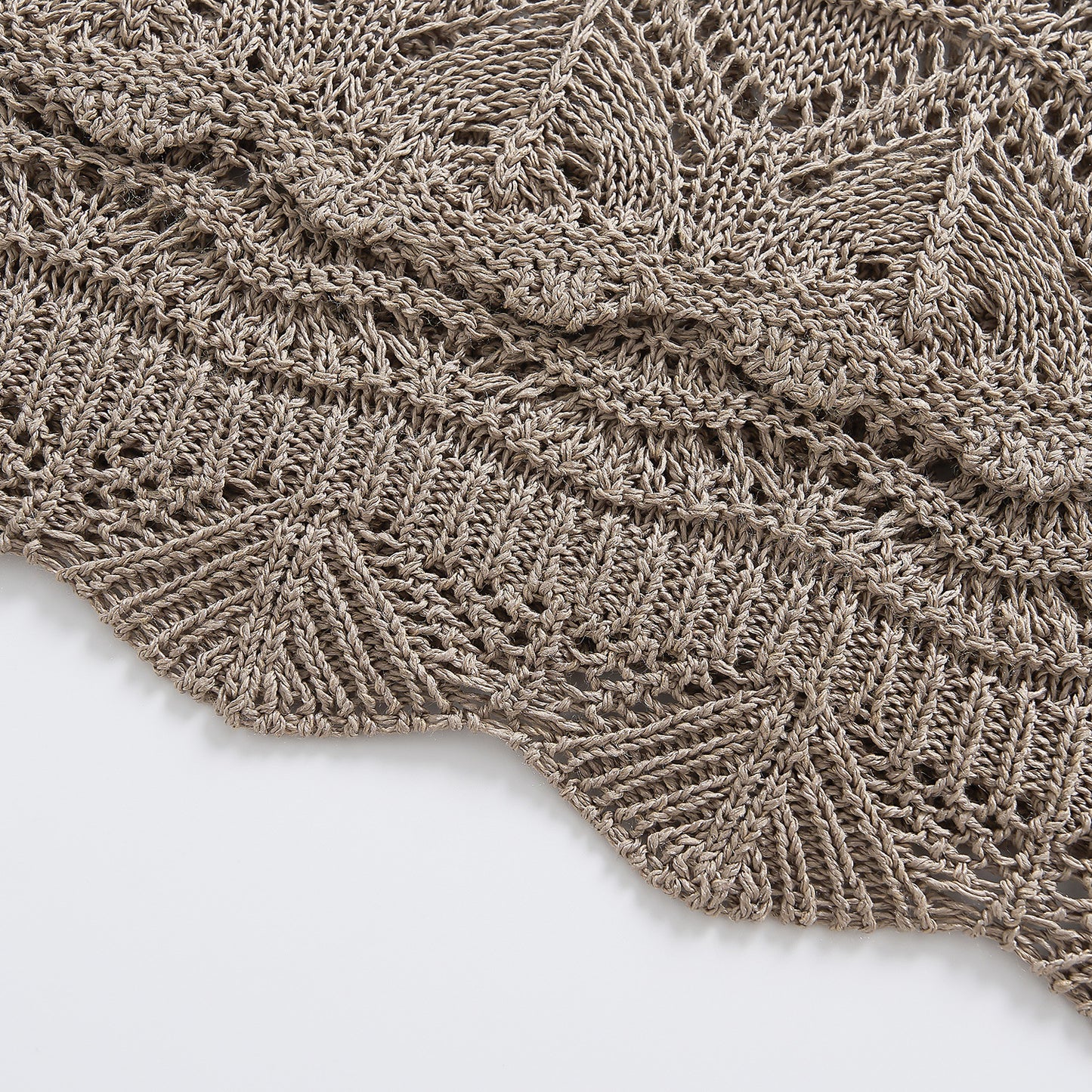 25ss French design style knitted hollowed-out crochet vest linen top