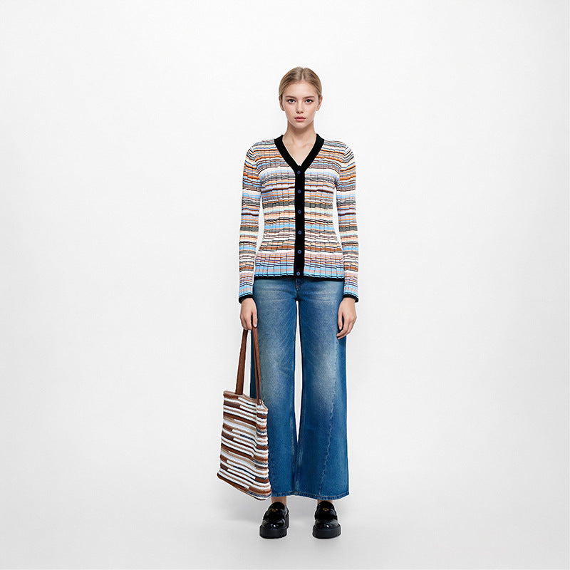 25ss Elegant tencel cotton knitted cardigan for autumn and winter