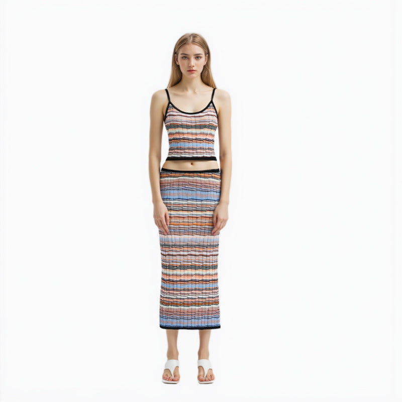 25ss Spring and summer sleeveless knitted casual suit