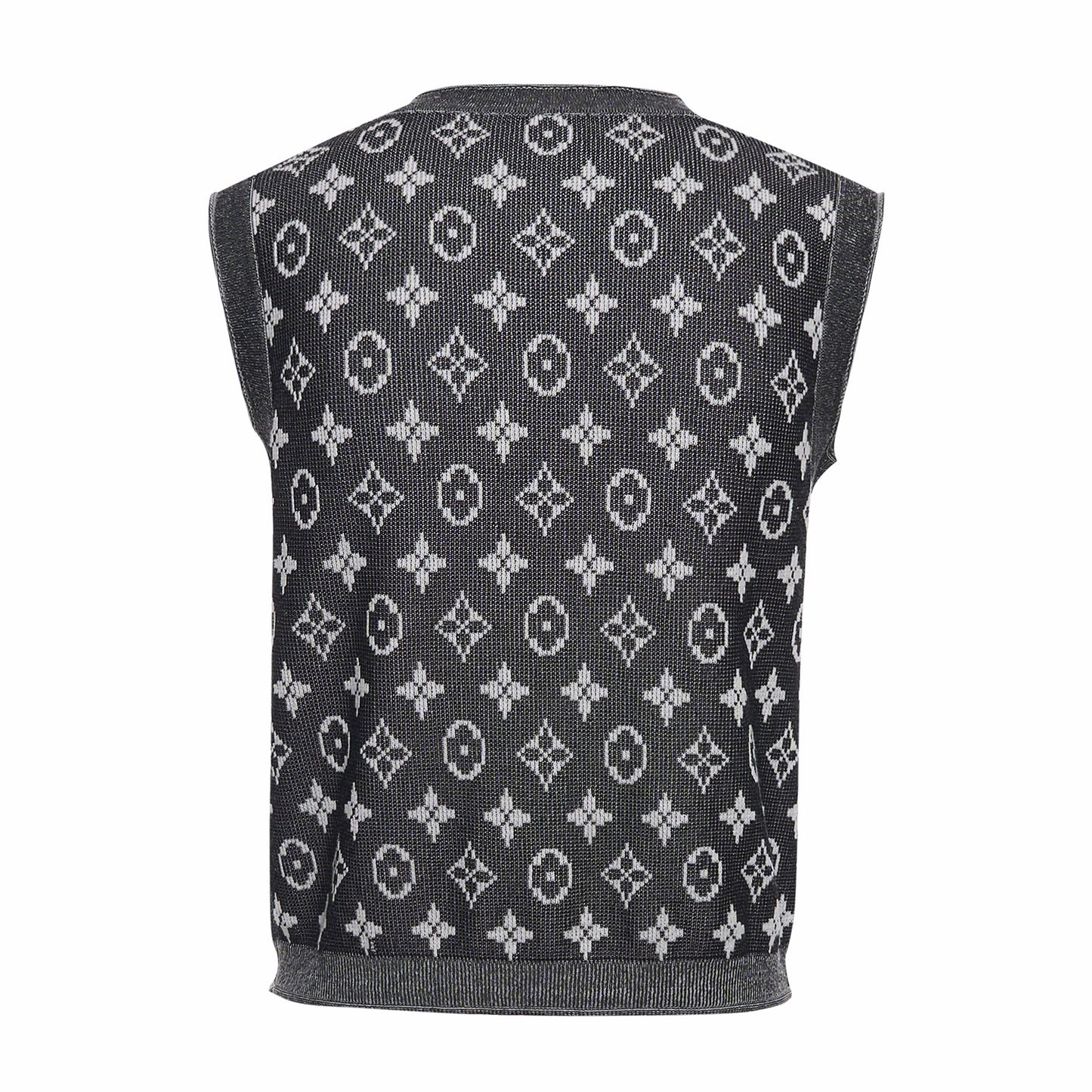 25ss Retro monograph printed knitted cardigan vest