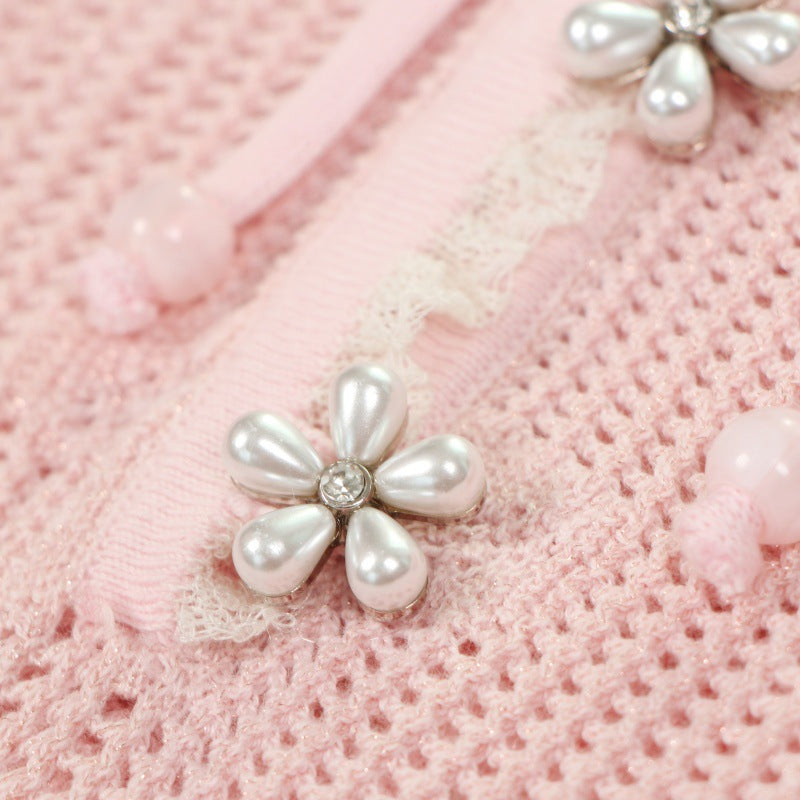 25ss Elegant cut-out knitted dress