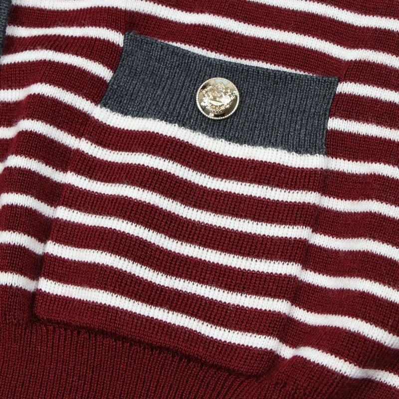 25ss Elegant striped wool knitted sweater for autumn and winter