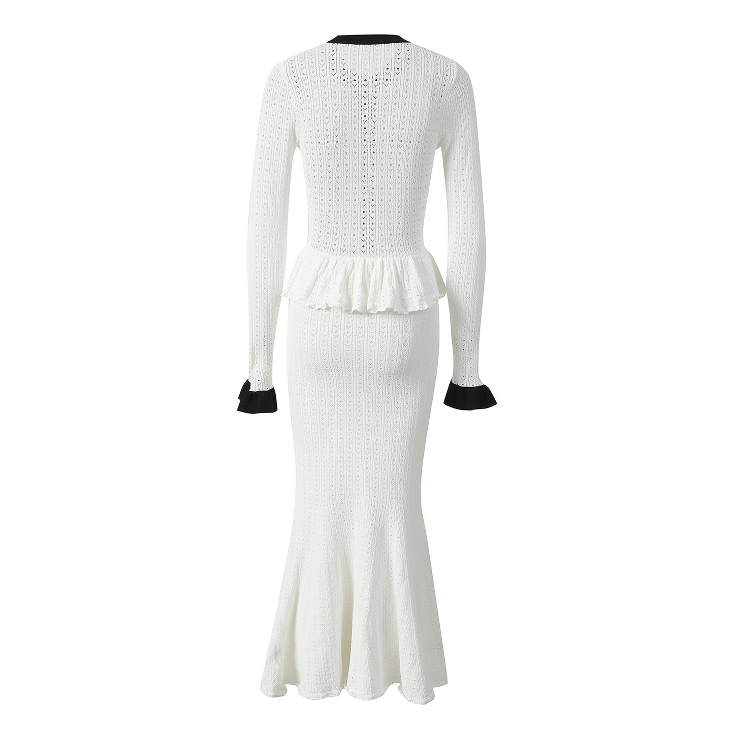 25ss Early autumn black and white contrasting color knitted dress
