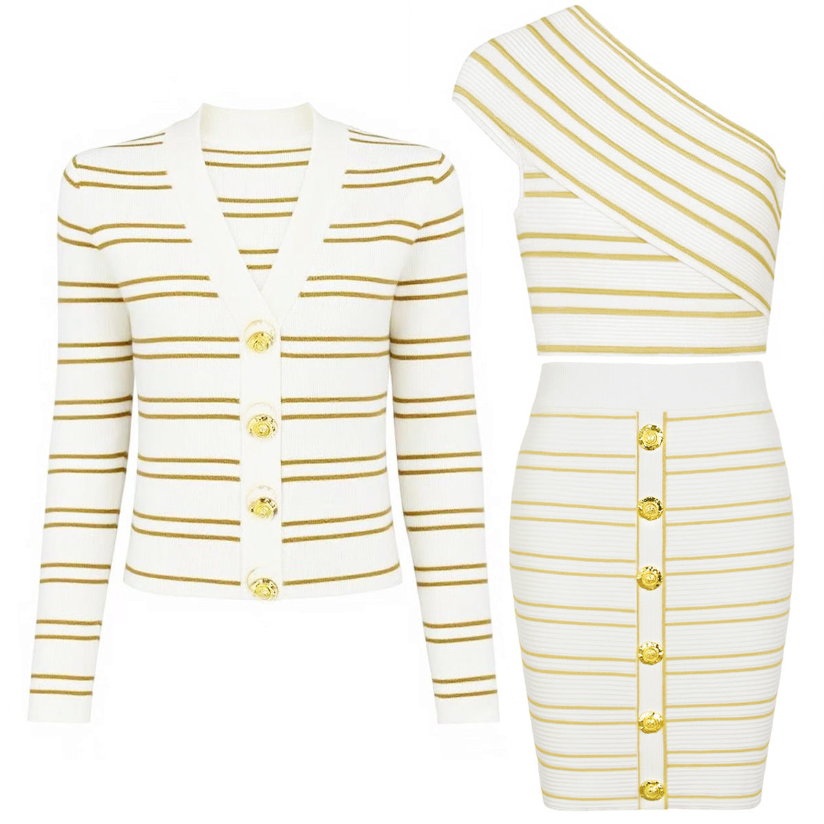 25ss Spring and Autumn fashion knitted jacket, vest and skirt set