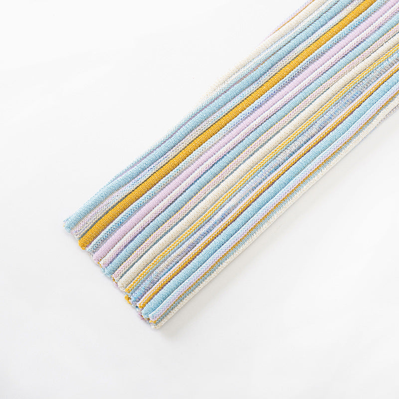 25ss One-shoulder long-sleeved striped dress