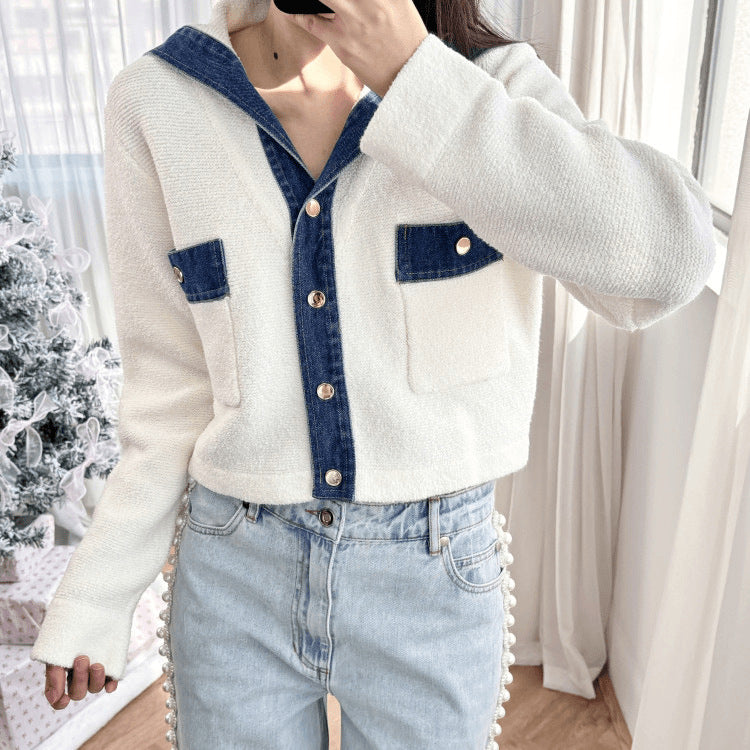 25ss Elegant and youthful school-style knitted cardigan