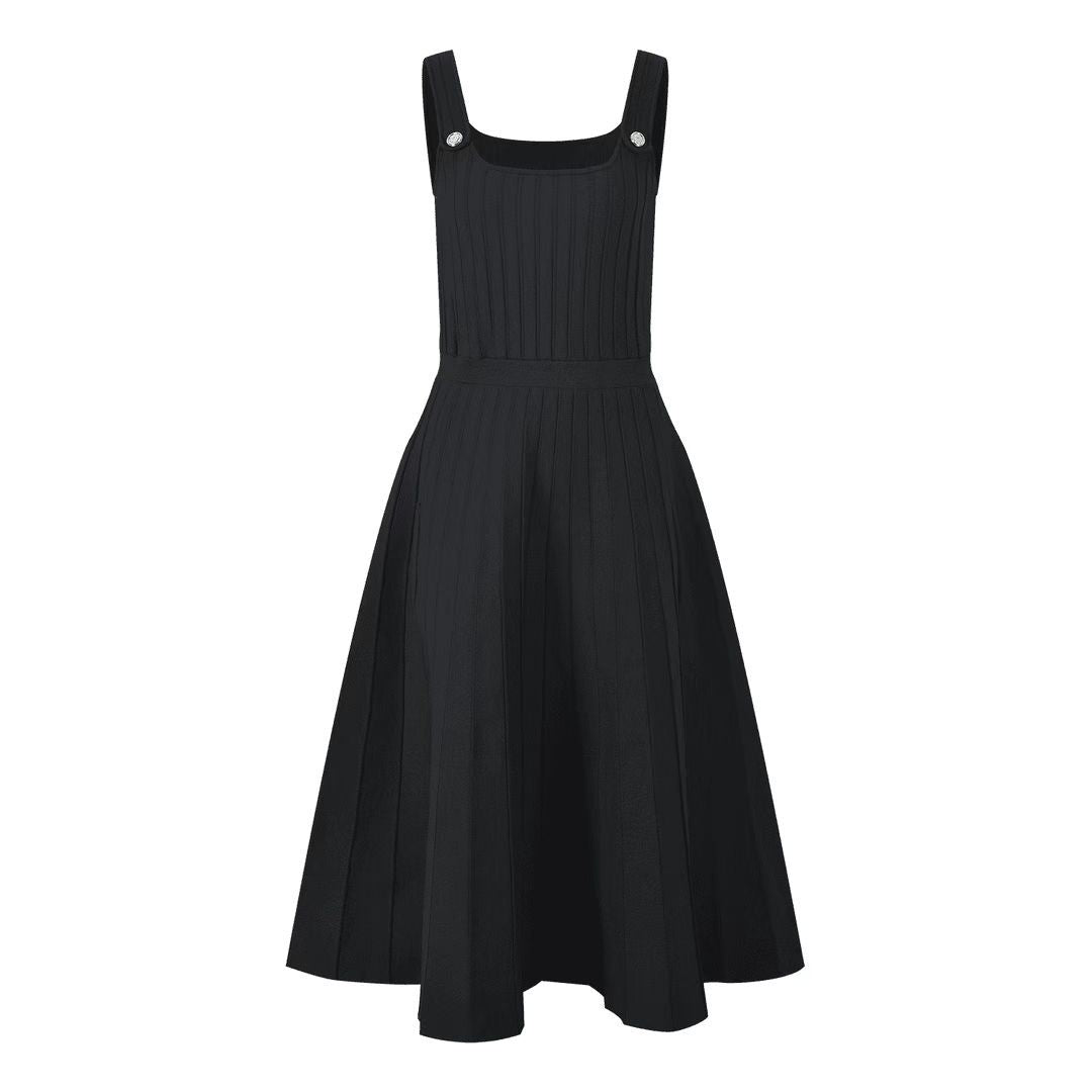 25ss French intellectual halter knitted long dress