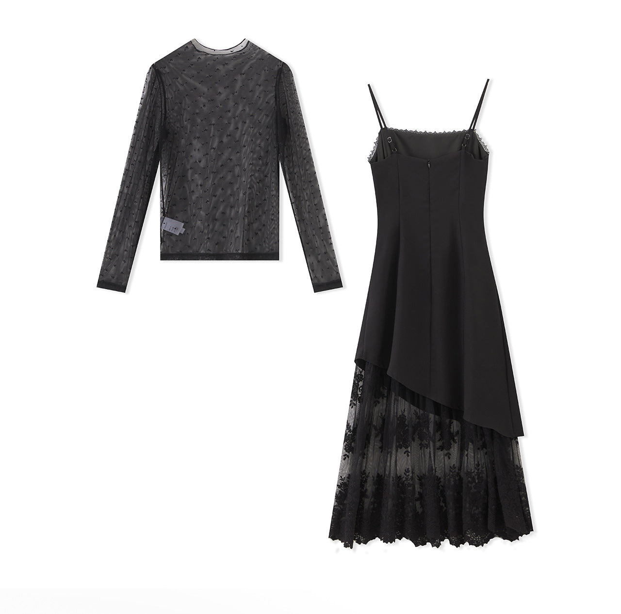 25ss Elegant tulle base layer, halter dress and suit dress