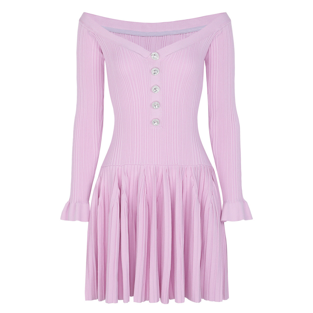25ss Autumn one-shoulder knitted dress with a one-shoulder collar