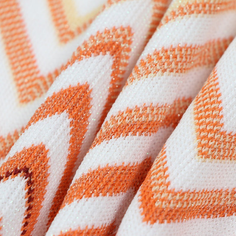 25ss Elegant striped knitted cardigan for autumn and winter