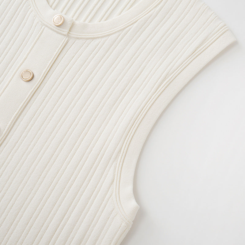 25ss Spring and summer sleeveless single-breasted slim-fitting dress