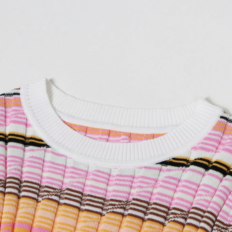 25ss Spring and summer silk cotton striped knitted sweater