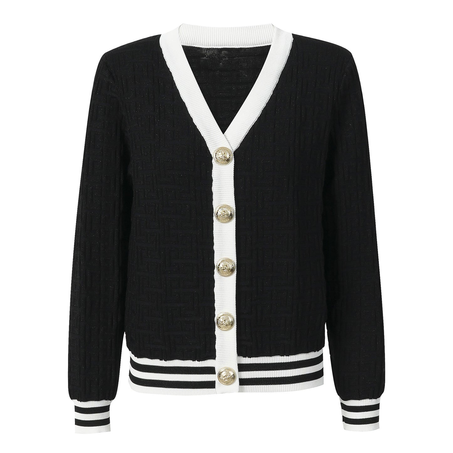 25ss Early autumn color-blocking jacquard chanel-style knitted sweater