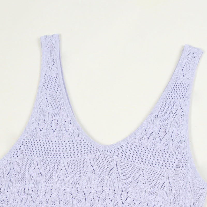 25ss Sleeveless cut-out beach knitted dress