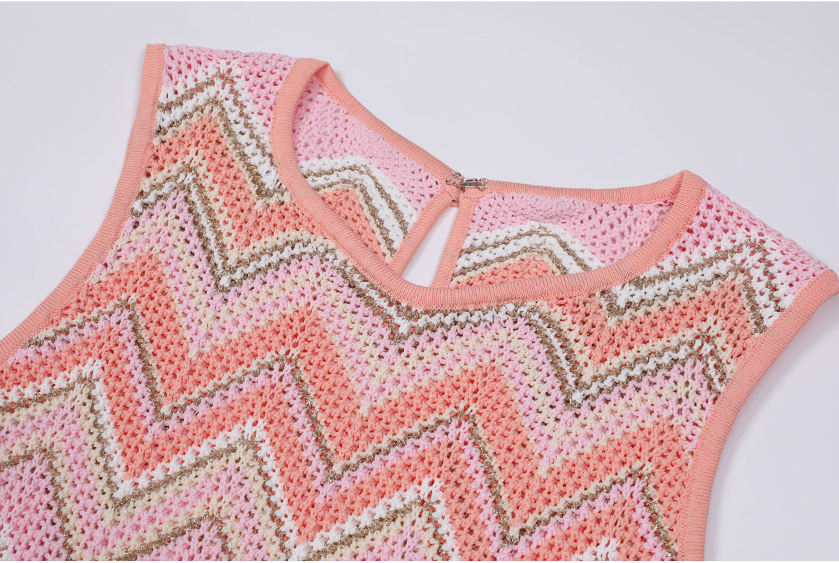 25ss Sleeveless knitted top for slimming in summer and autumn