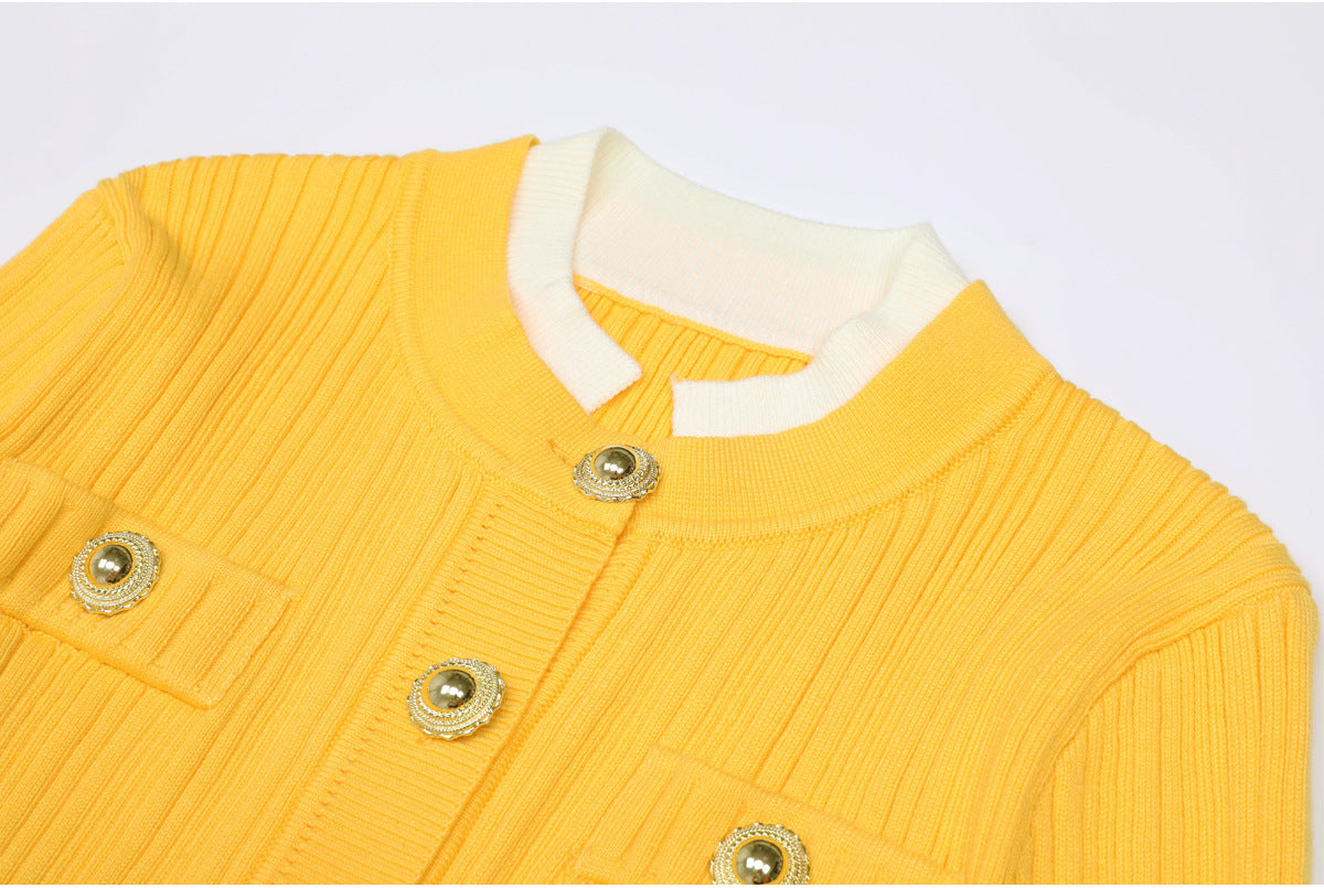 25ss Spring and Autumn belt-knit slimming short dress