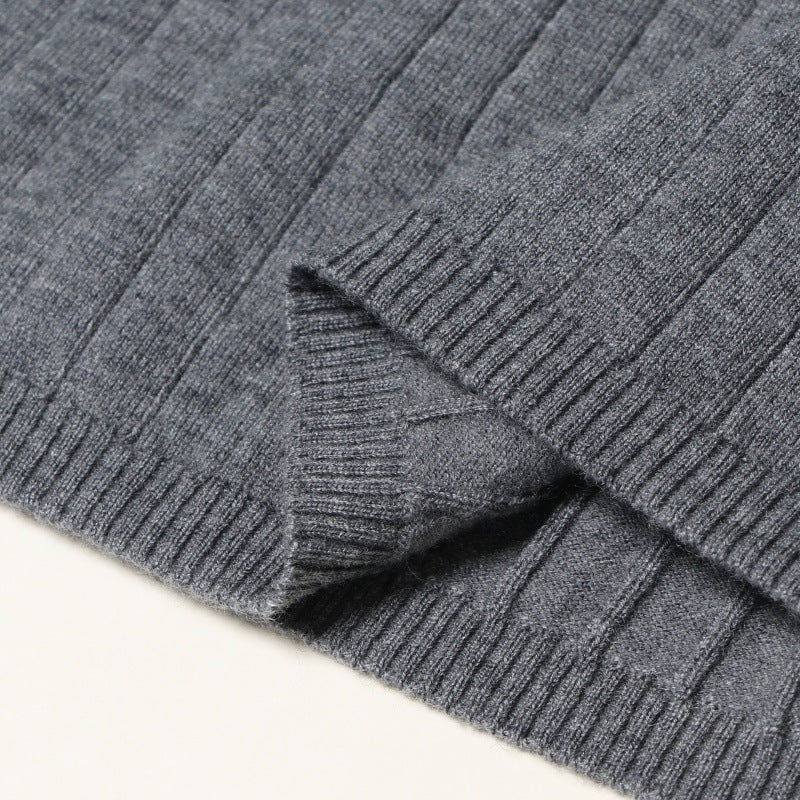 25ss Autumn and winter Polo collar denim patchwork wool dress